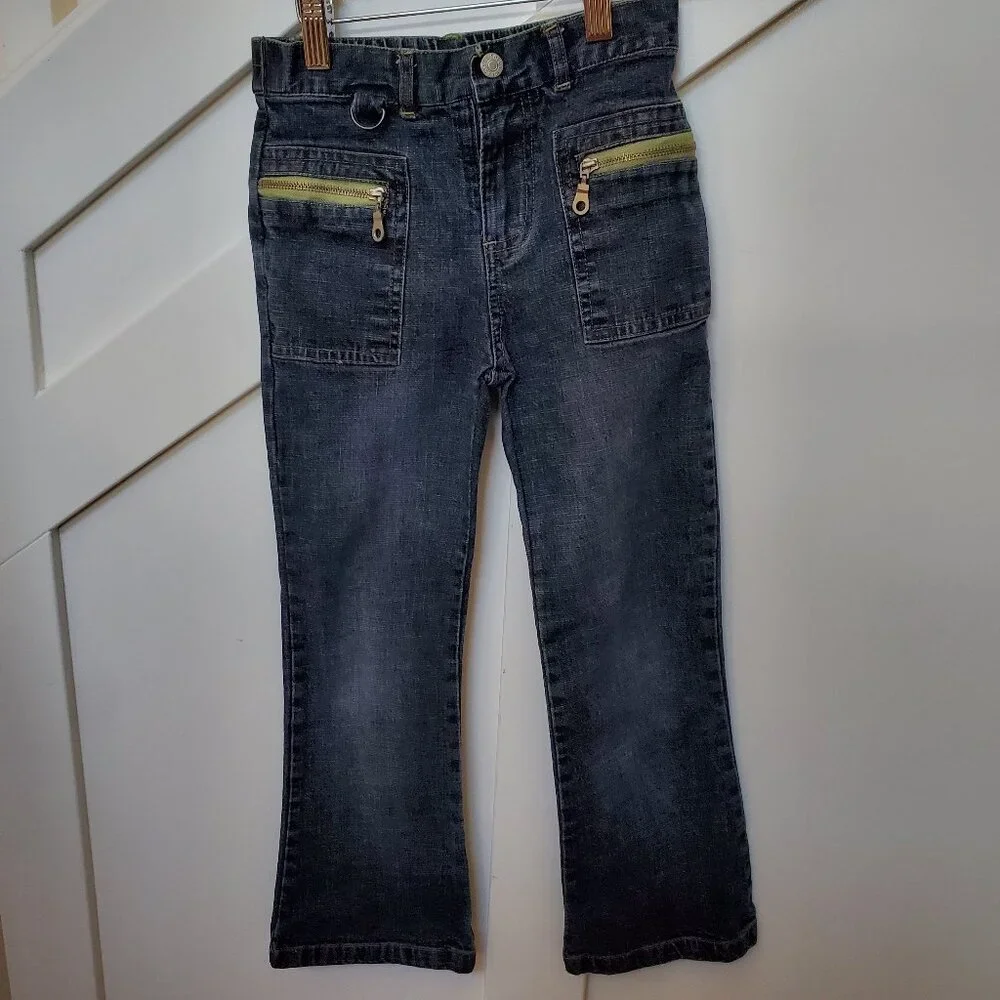 Unique zipper pocket bootcut jeans